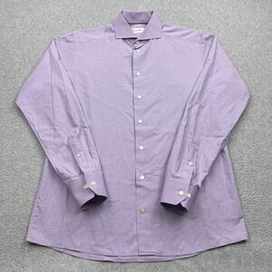 Eton Dress Shirt Mens 16 41 Pink Blue Gingham Check Slim Spread Collar Button Up